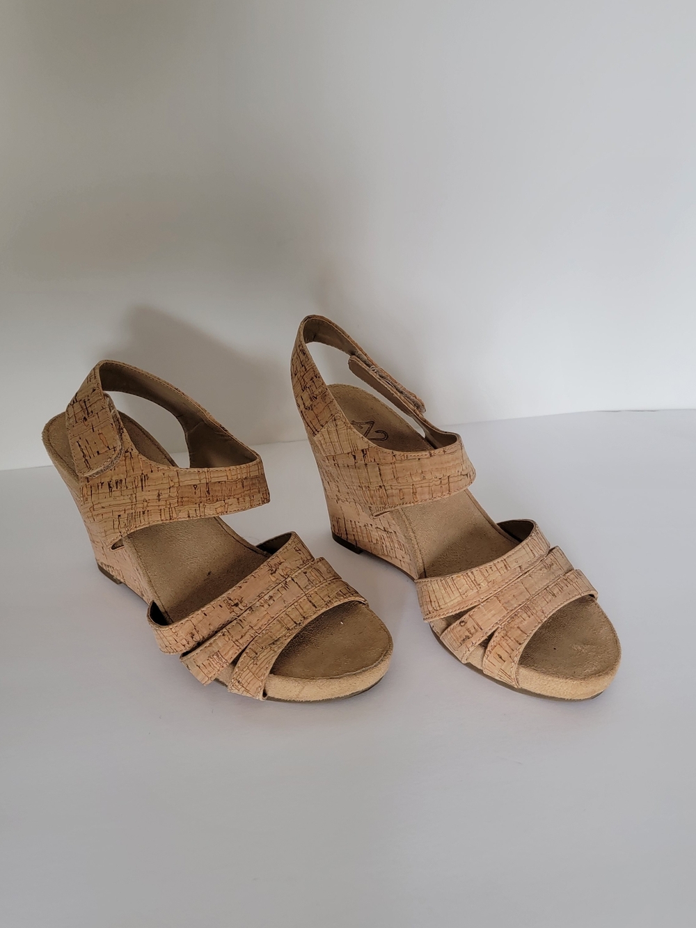A2 By Aerosoles Cork-Effect Tan Wedge Sandals